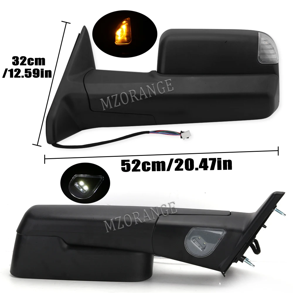 2x Rearview Side Mirror For Dodge Ram 1500 2009-2015 Ram 2500 3500 2010  22015 Heated Mirror glass lens turn Signal Puddle Lamp