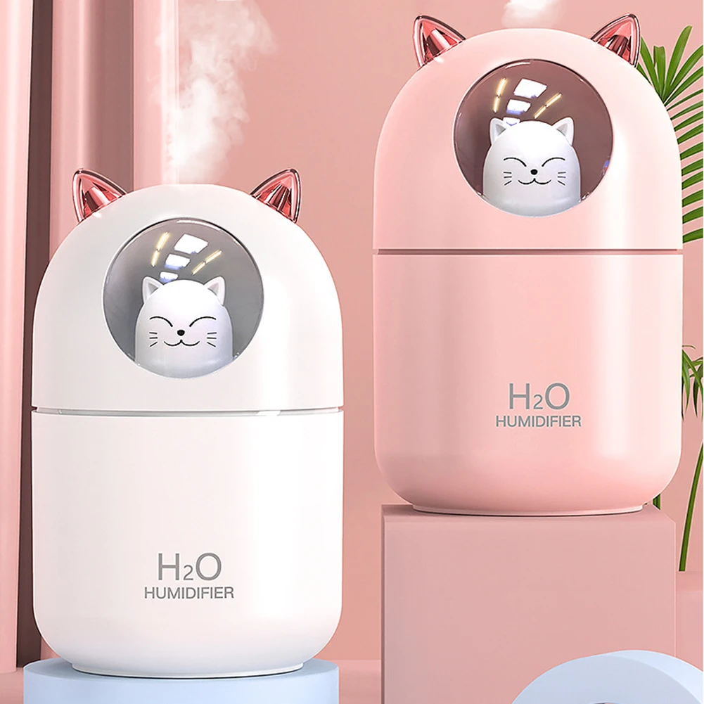 야간 조명 미니 데스크 가습기가있는 조용한 가습기 USB 가습기 사무실 침실과 자동차 용 필수 오일 디퓨저