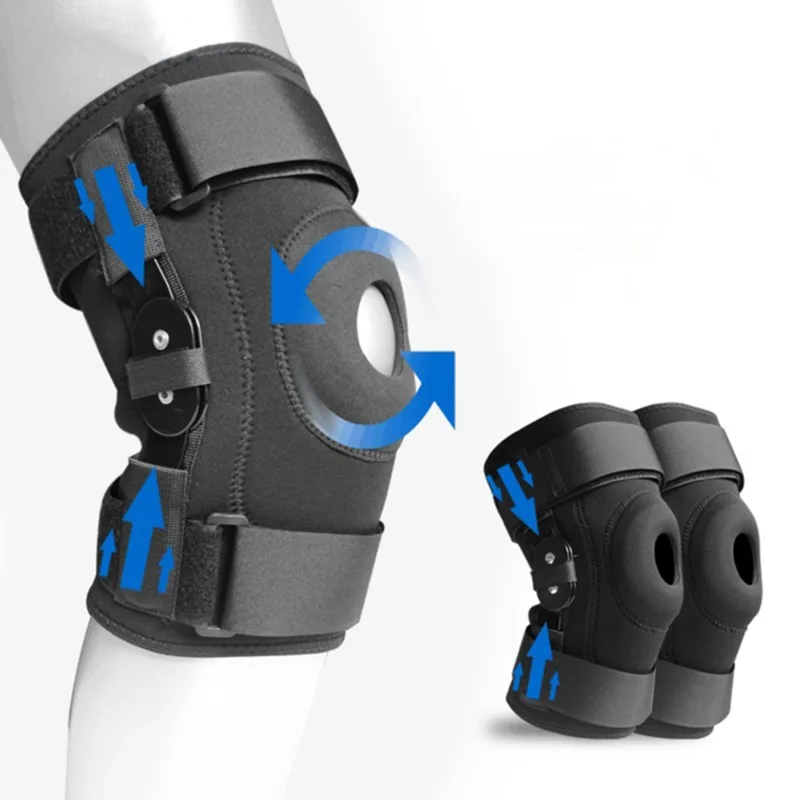 Knee Brace Hinged with Strap Side Patella Stabilizers for Protection Pain Relief for Arthritis Meniscus Tear