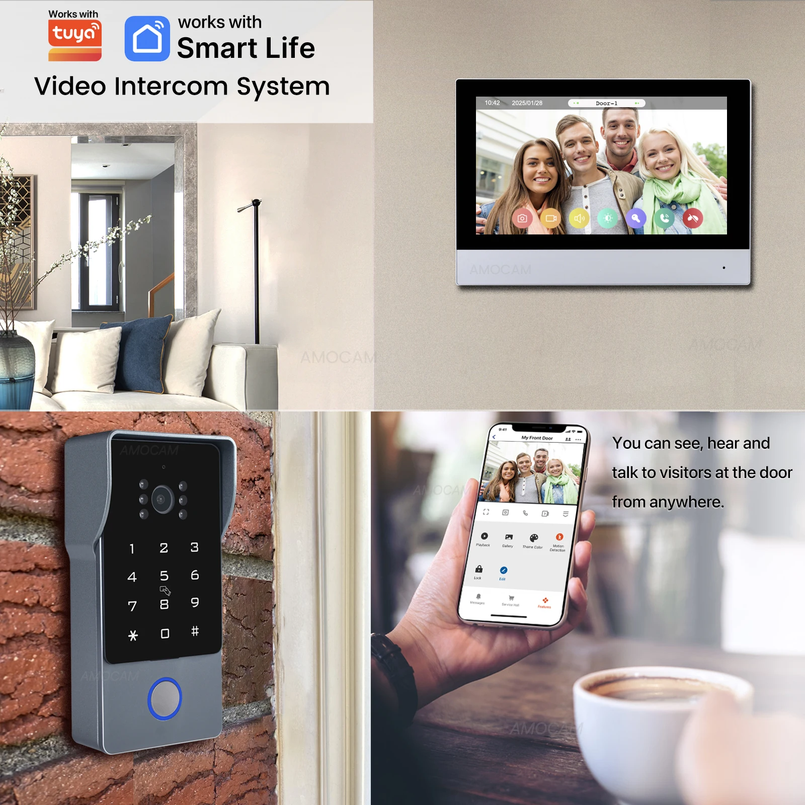 2 Wires Smart Home Wifi 1080P Video Intercom Video DoorPhone System Work with Tuya 7'' Touch Monitor Video Doorbell Door Camera - 2