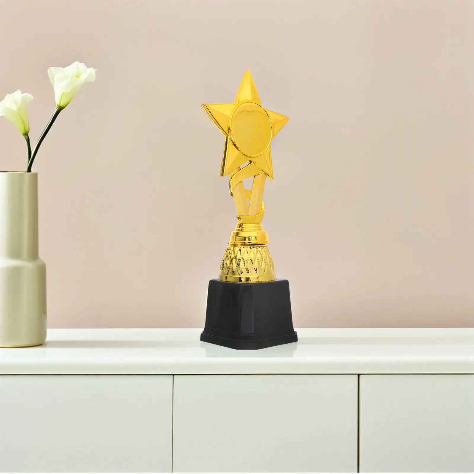 25cm 경량 플라스틱 리본 스타 트로피 컵 (청소년 대회, 재능 쇼, 졸업 파티, 시상식 트로피)