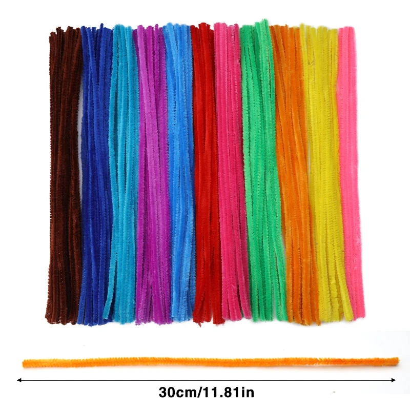 Chenille Pipe Cleaners 100PCS Colorful Twisted Rod Wool Root Fluffy Bar Iron Wire DIY Handcraft Decorations