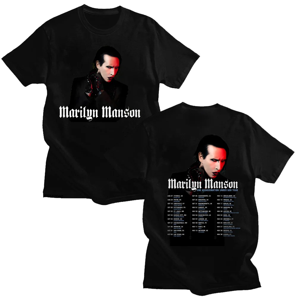 Summer 2025 Marilyn Manson One Asspassination T-shirt Retro Oversized High-quality T-shirt Men's Fashion Cotton Street Top