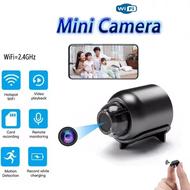 Mini caméra de surveillance IP WiFi HD, dispositif de sécurité intelligent, sans  fil, avec télécommande, veille et marche/arrêt - AliExpress