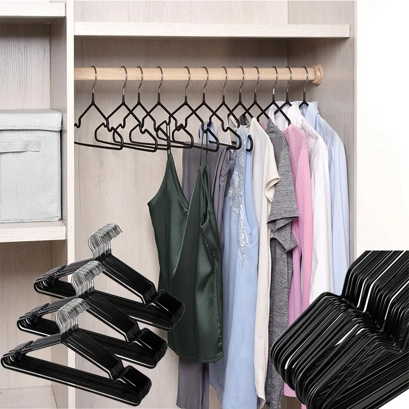 10pcs Metal Clothes Hangers Traceless No-Slip Durable Strong Space Saver for Bedroom Organization