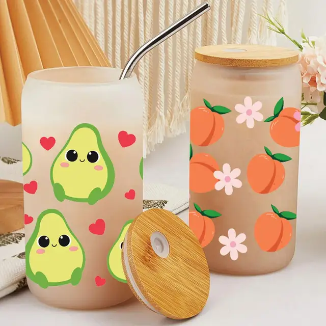 Cartoon Fruits Print Cup Sticker Fashion Crystal Label UV DTF Transfers Stickers  For Glass Cups Selfadhesive Waterproof 25c Z5X1 - AliExpress