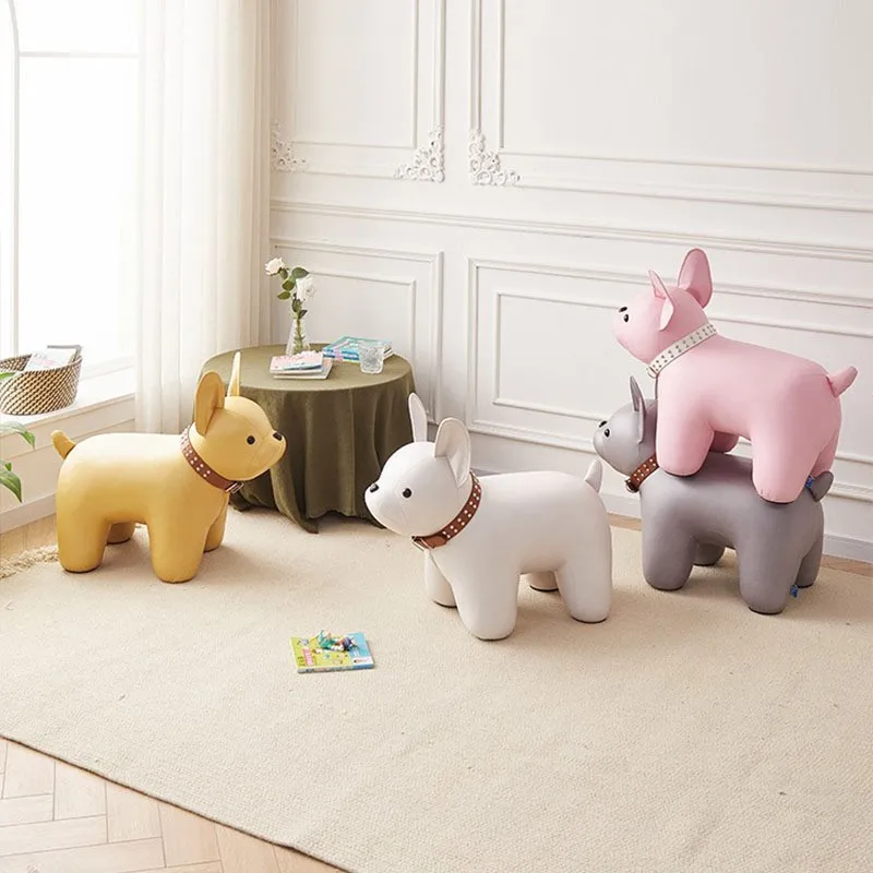 Cartoon cute law fighting dog stool children animal shoe stool for living room home door
