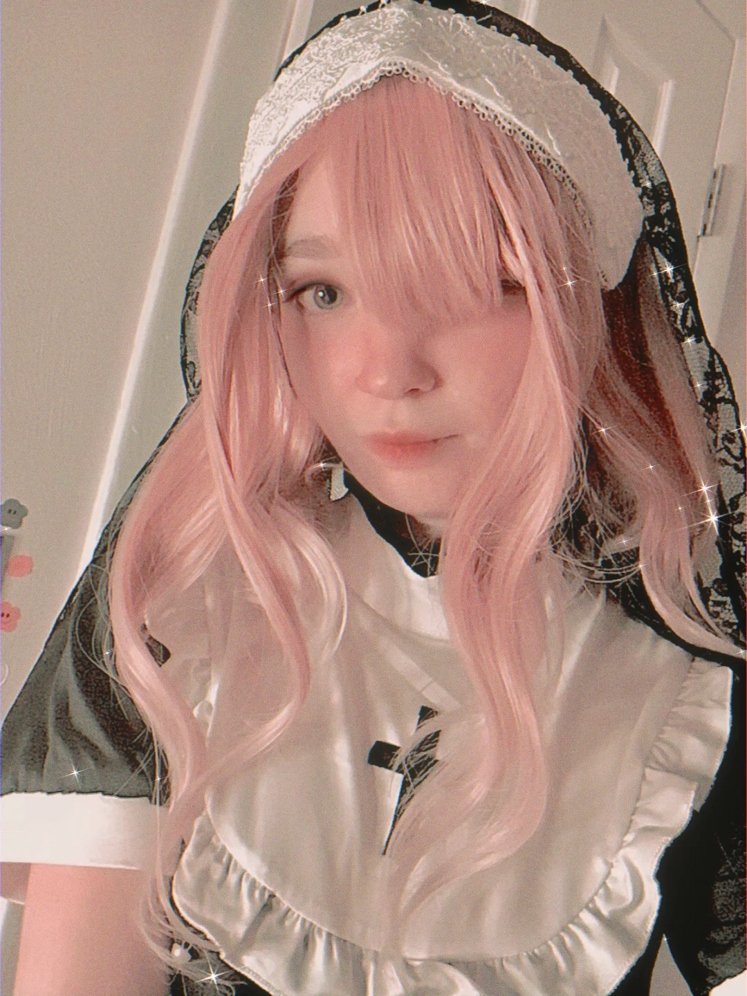 Halloween Nun Cosplay Headpiece Costume Accessories Cross Necklace Carnival Party Role Play Headscarf
