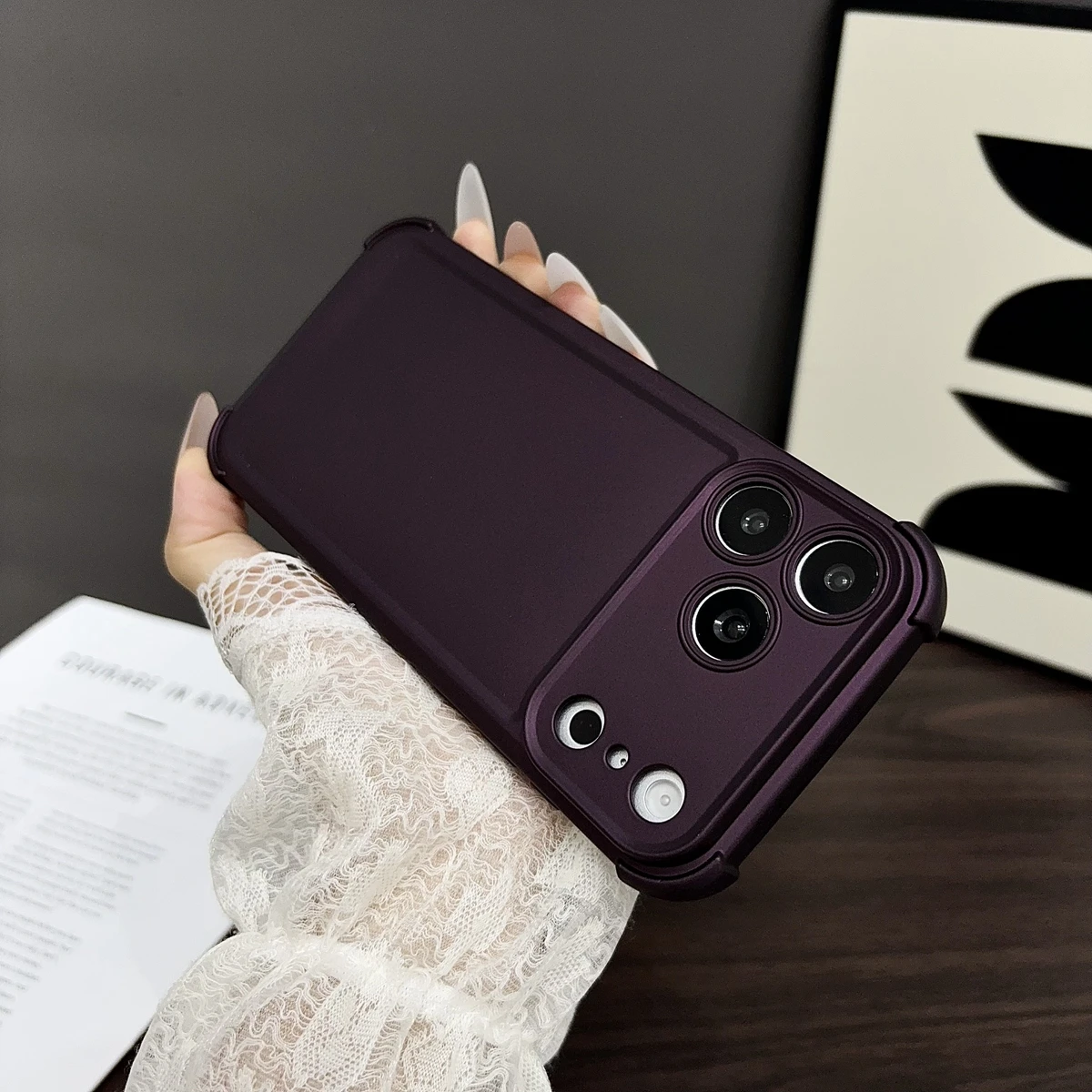 Shockproof Silicone Plain Soft Phone Case with Full Lens Protection