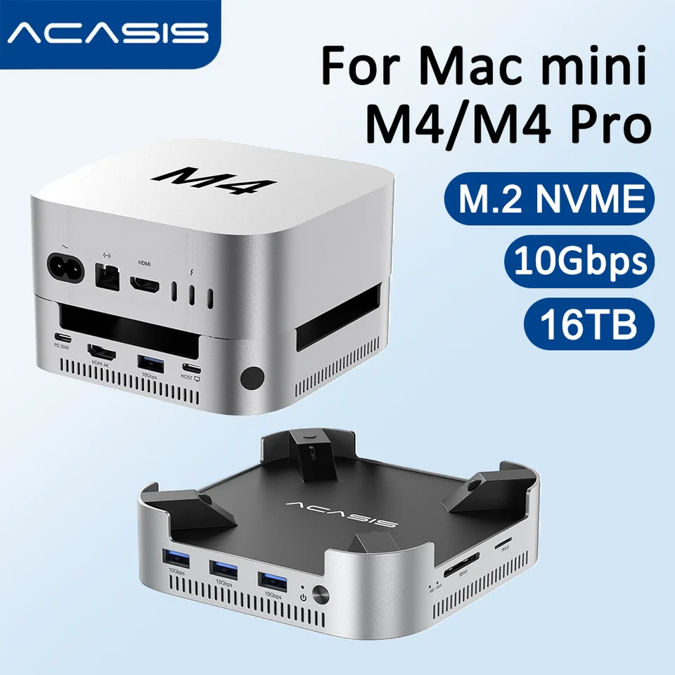 Acasis Mac Mini M4/M4 Pro 10Gbps USB-C Docking Station & Dual-bay