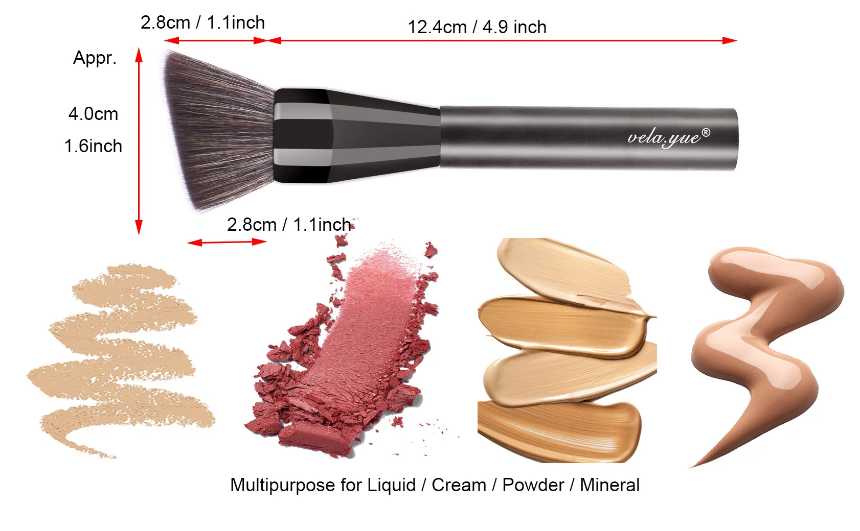 Description Picture 6 of itemVela.Yue Professional Foundation Brush Face Liquid Mineral Powder Cream Crease Base Sheer to Full Coverage Makeup Brush