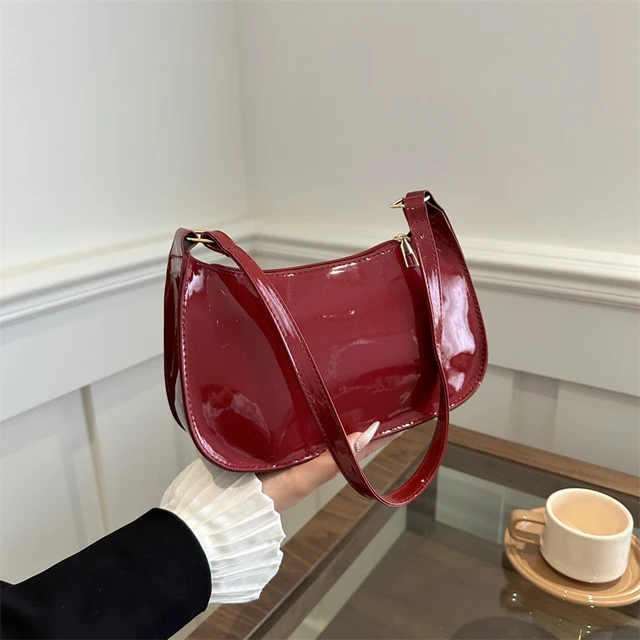 Retro Solid Color PU Leather Shoulder Bag Fashion Women's Handbags Casual Designer Hobos Underarm Bag 3