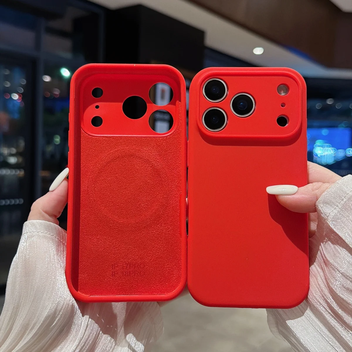 Premium Orange Liquid Silicone Magnetic Phone Case with MagSafe Compatibility