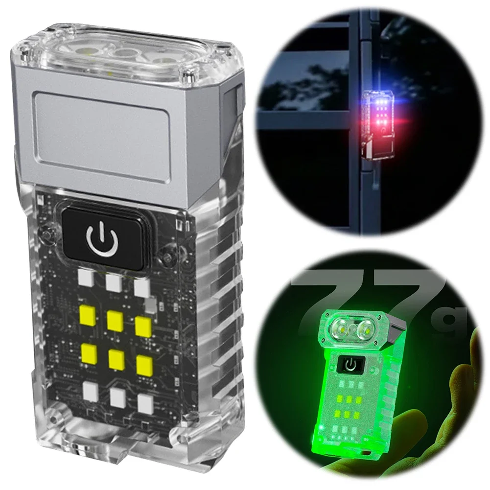 1200mAh MultiFunctional Mini Flashlight Type-c Rechargeable Emergency Lighting Spotlight Outdoor Portable Rotatable Work Light