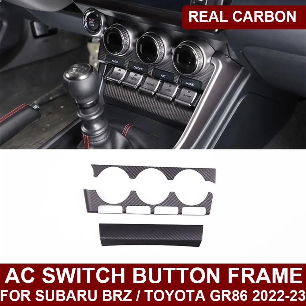 

LHD RHD Real Dry Carbon Fiber Center Console AC Switch Button Frame Trim Cover Sticker For Toyota GR86 Subaru BRZ 2022-2023