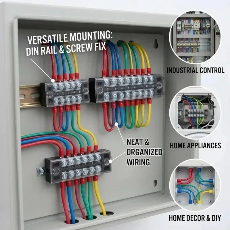 Enhanced Power Wire Connector - Dual Row Strip Barrier Terminal Block with Screw Connection and Multiple Position Options