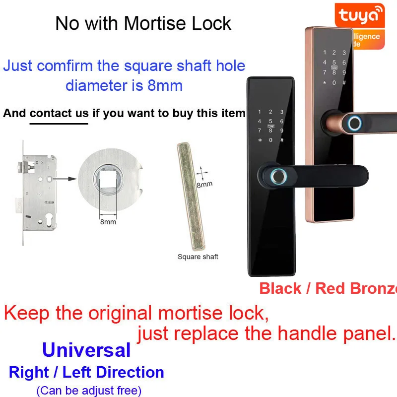 RAYKUBE Tuya Smart Door Lock Wifi Fingerprint Password IC Card Keyless Remotely Unlock Use AA Battery Support 8 Language Voice best electronic door lock Access Control Systems