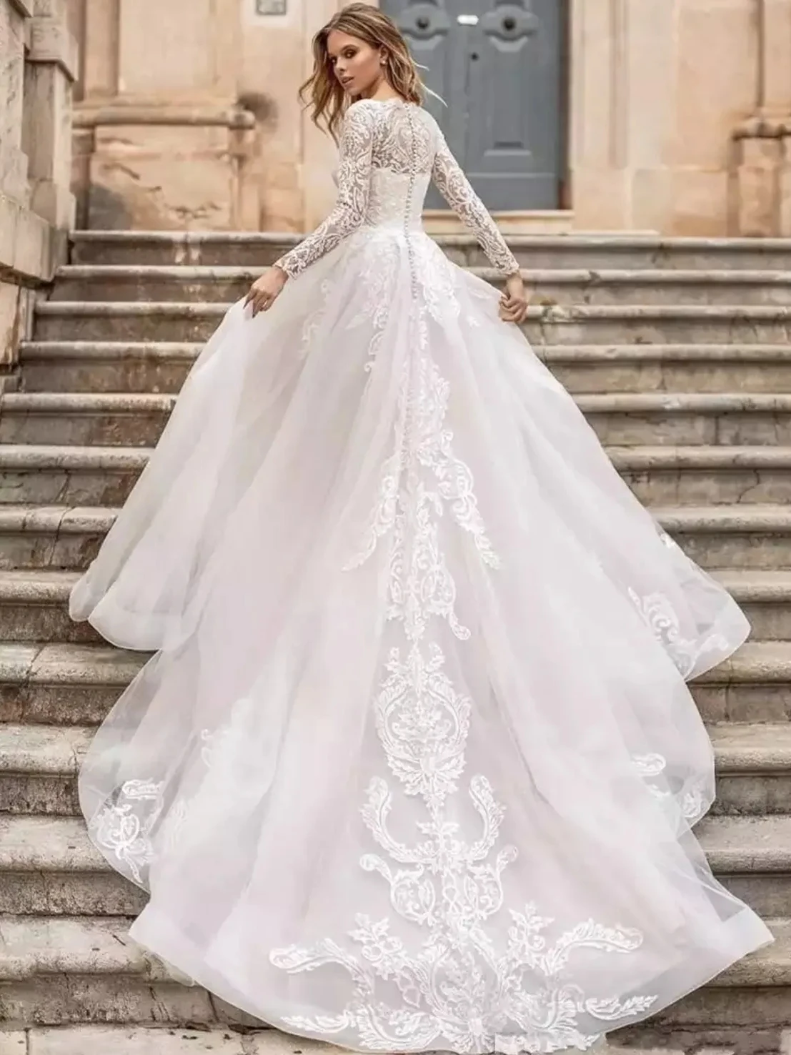Luxury Wedding Dresses Sexy Bridal Gowns Lace Appliques Long Sleeves Robe 2025 Vintage Vestidos De Novia Exquisite Customized 3