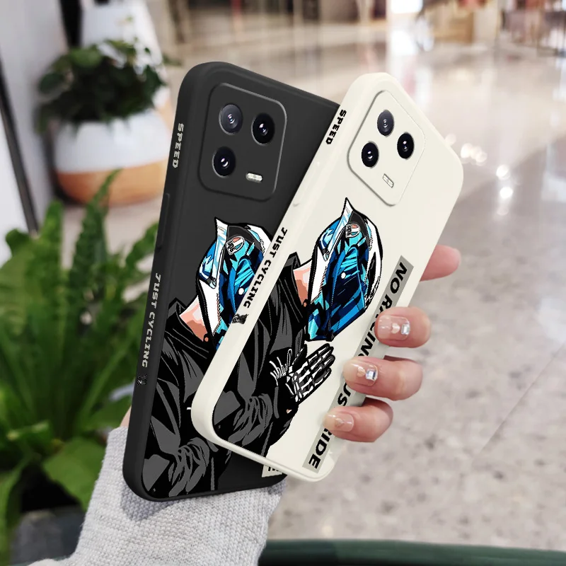 Motorcycle Boy Liquid Silicone Phone Case Cover