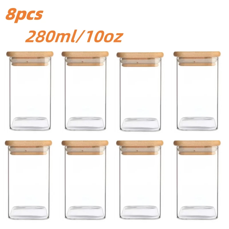 Glass Storage Jars with Airtight Bamboo Lids - Versatile Container Set