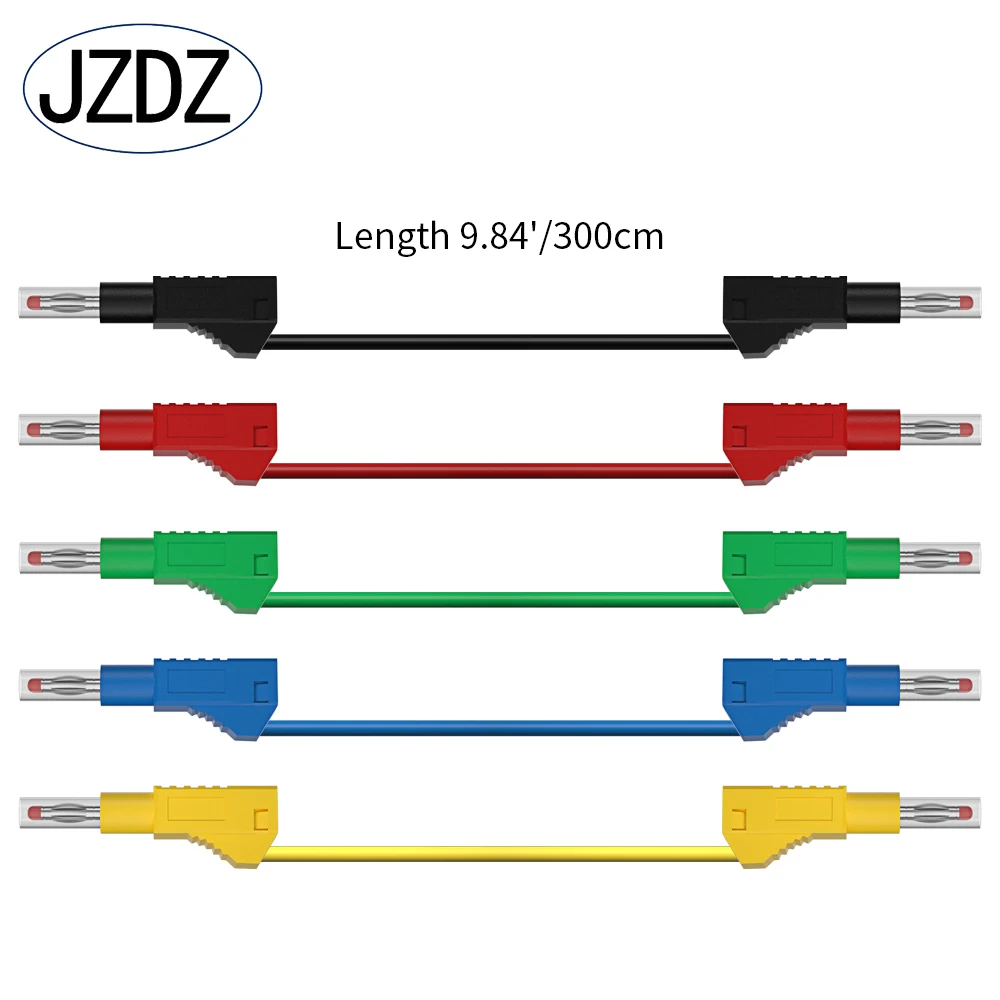 JZDZ 300CM 5pcs Multimeter Test Leads 4MM Dual Banana Plug Security Retractable Electrical cable Line Jumper Wire DIY J.70022