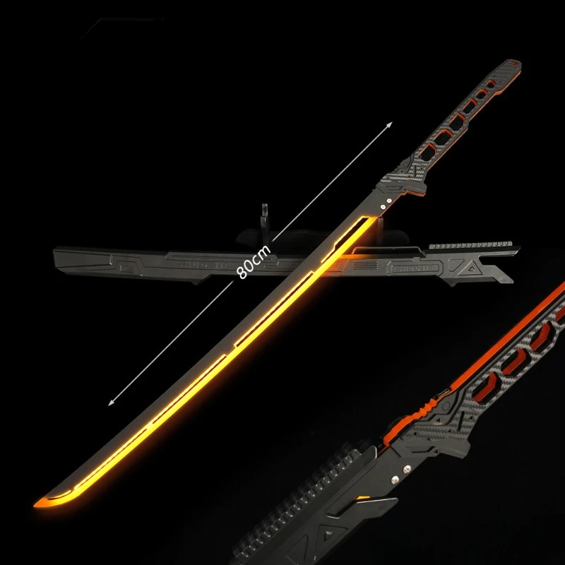 80cm Cyber 2077 Thermal Samurai Blade Model Hair Light Sword Cosplay Prop Function Wind Belt Sheath Blade Acrylic Birthday Gifts cosplay sword,cosplay prop,cosplay toy