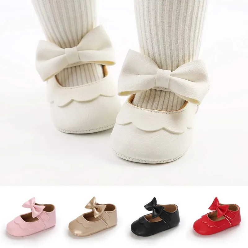 PU Bow Girl Baby Shoes Cute Soft Sole Flat Shoes First Walkers Preschool Princess baby shoes,soft sole shoes