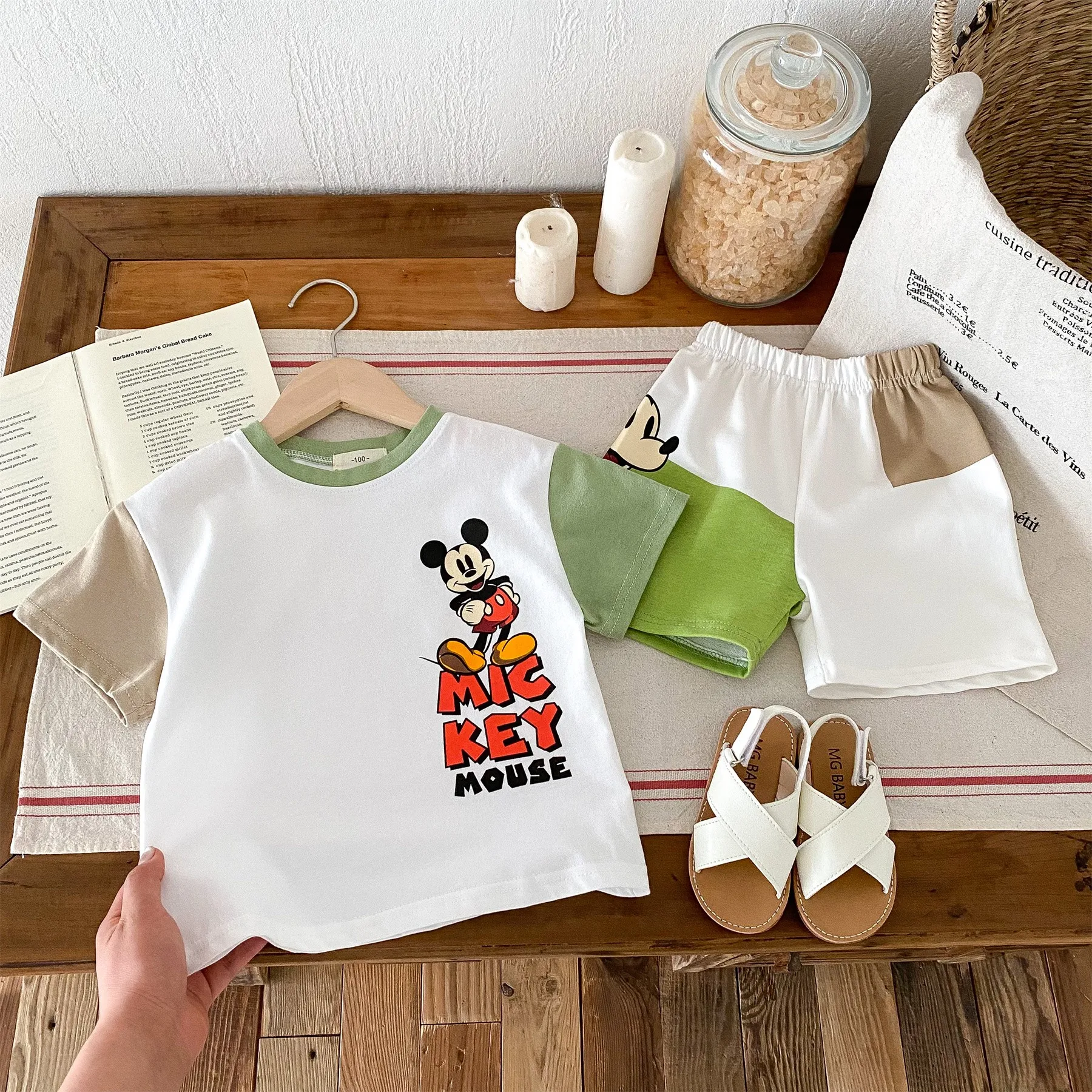 Mickey Mouse Cartoon T-shirt Outfits Summer Boys Clothes Tracksuit Popular Design Children's Wear Set Short Sleeve Tees + Shorts 3