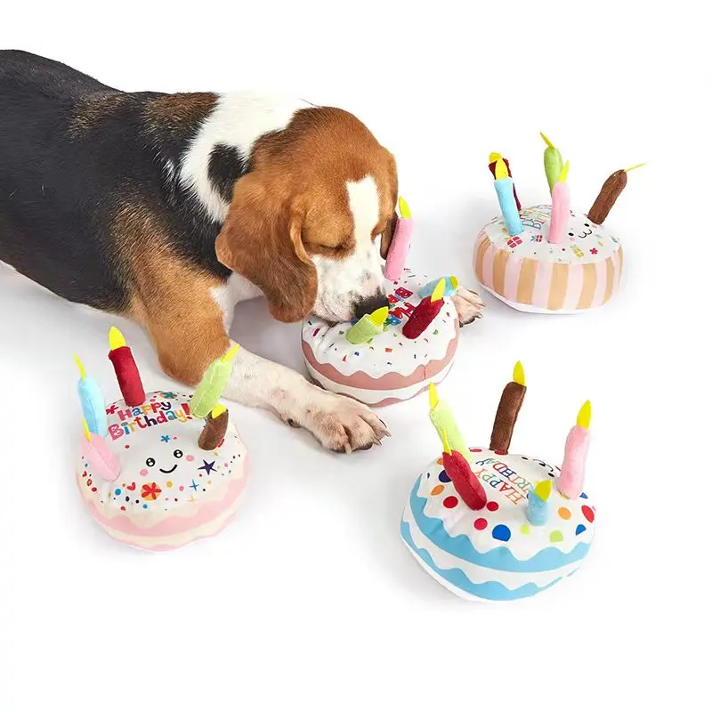 Birthday Cake Pet Dog Soundmaking Interest Toys Bite Resistant Molar To Pass The Time Plush Gnaw Toys Birthday Gift 2