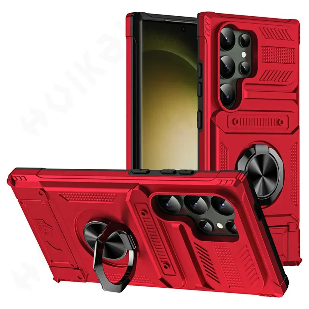 Universal Magnetic Ring Kickstand Wallet Phone Case Cover