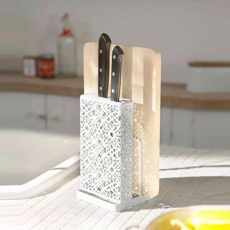 

Nordic Knife Storage Rack Iron Cutting Board Drain Multi-Functional Kitchen Supplies Tool Storage Rack