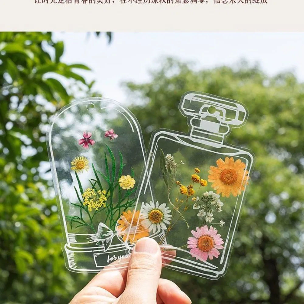 20 Pcs Transparent Glassware Shape Dried Flower Bookmarks Herbarium Bookmarks Flower Page Clips Reading Mark Stickers