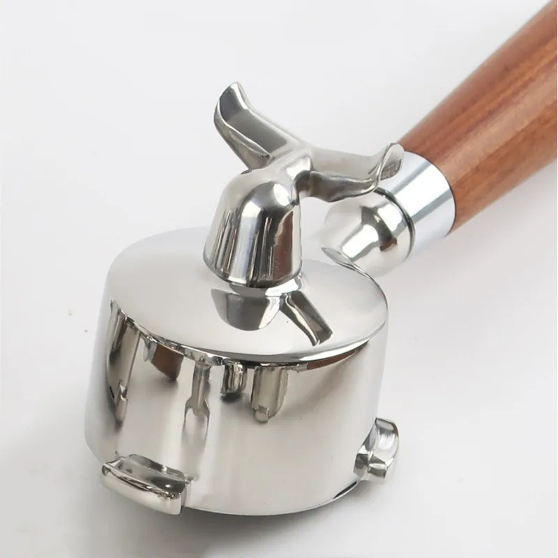 HOLIHOKY Portafilter zonder vloer, 54 mm met roestvrij staal, 304 doseerring, Espresso Sage poortfilter compatibel met Breville Barista Pro Express 870/878/880, bodemloze portafilter 54 mm met houten