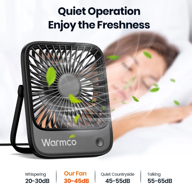 Warmco Mini USB Desk Fans Portable USB-C Desktop Cooling Fan 3-Speed Adjustable 180° Rotation Quiet Small Personal Fan for Home 5