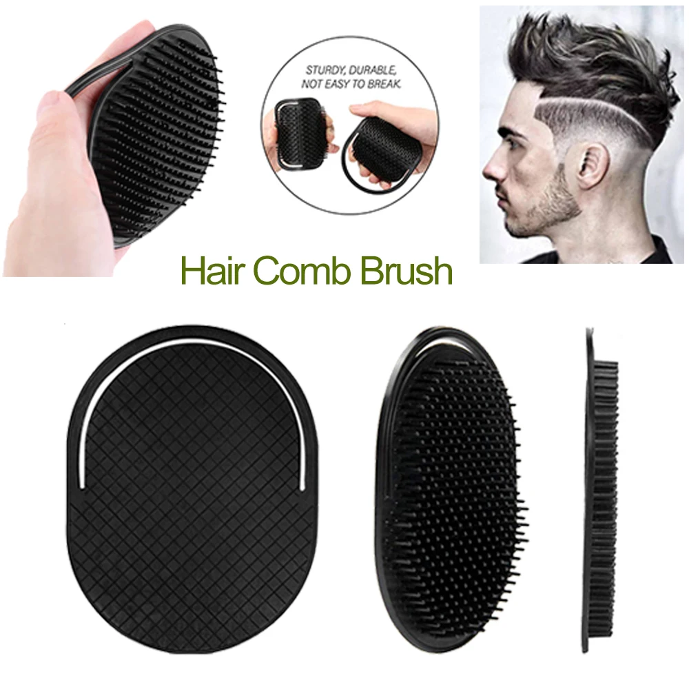 Men Hair Comb Brush Pocket Beard Mustache Palm Scalp Massage Travel Black