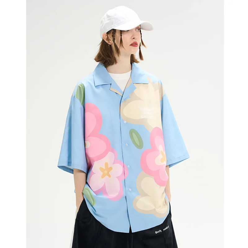 Print Shirts Men Women Couple Clothes Harajuku Baggy Y2k Temper Funny Korean Trendy Camisas Designer Summer Hip Hop Aesthetic