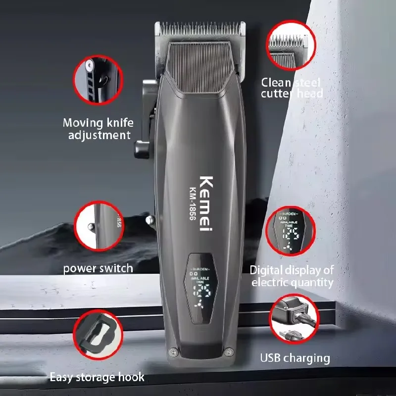 Mașină de tuns profesională pentru frizerie, reîncărcabilă, fără fir, electrică, puternică, pentru tunsul părului, pentru bărbați_voghion.com