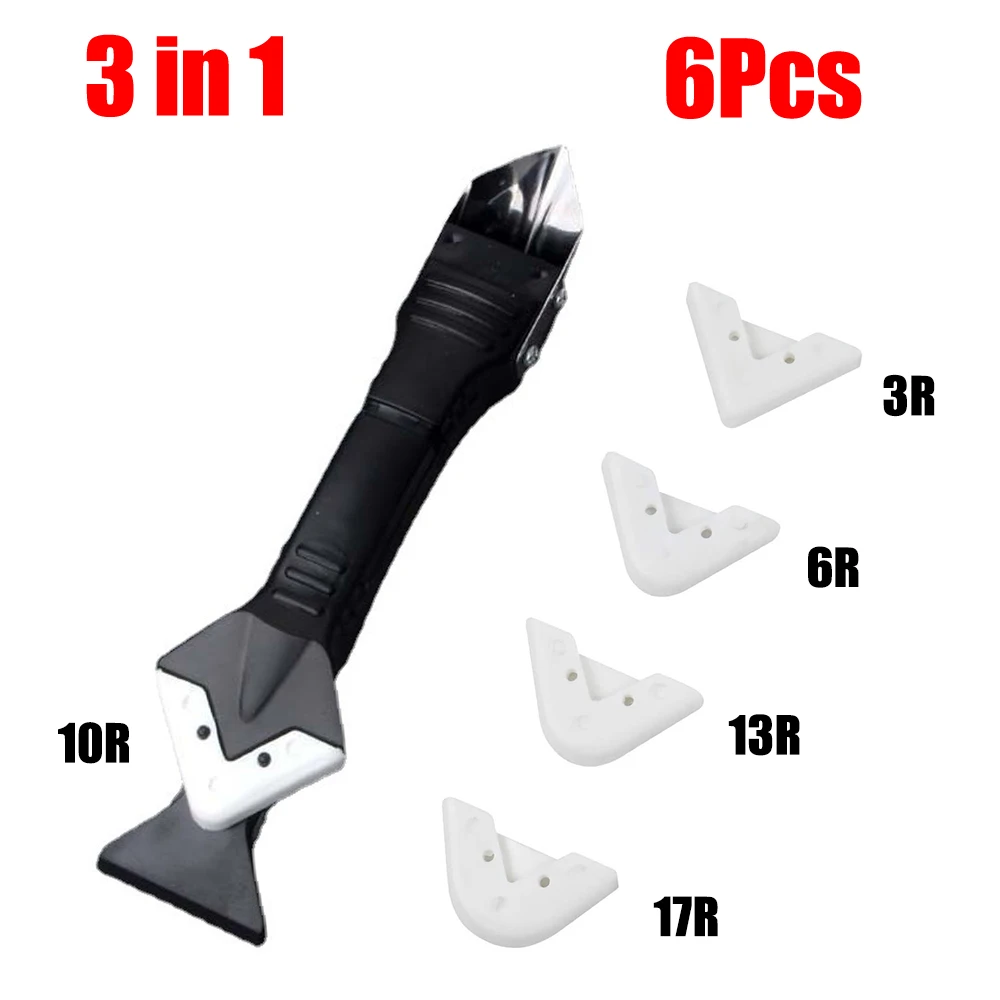 Scraper Tool Set 5In1 Silicone Scraper Caulk Tools Glass Glue Angle Scraper Stainless Steelhead Finisher Sealant Remove Grout Kit