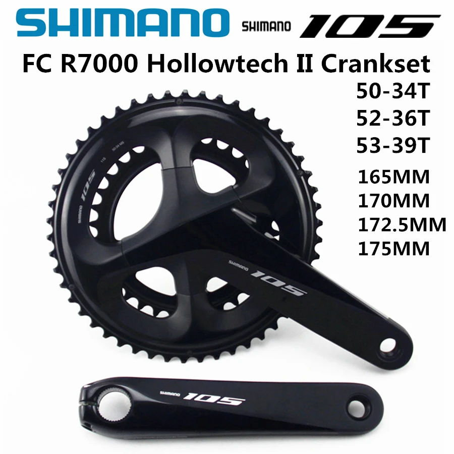 Cycling 105 FC-R7000 HOLLOWTECH II 52-36T 172.5mm 11s Crankset Silver Shimano