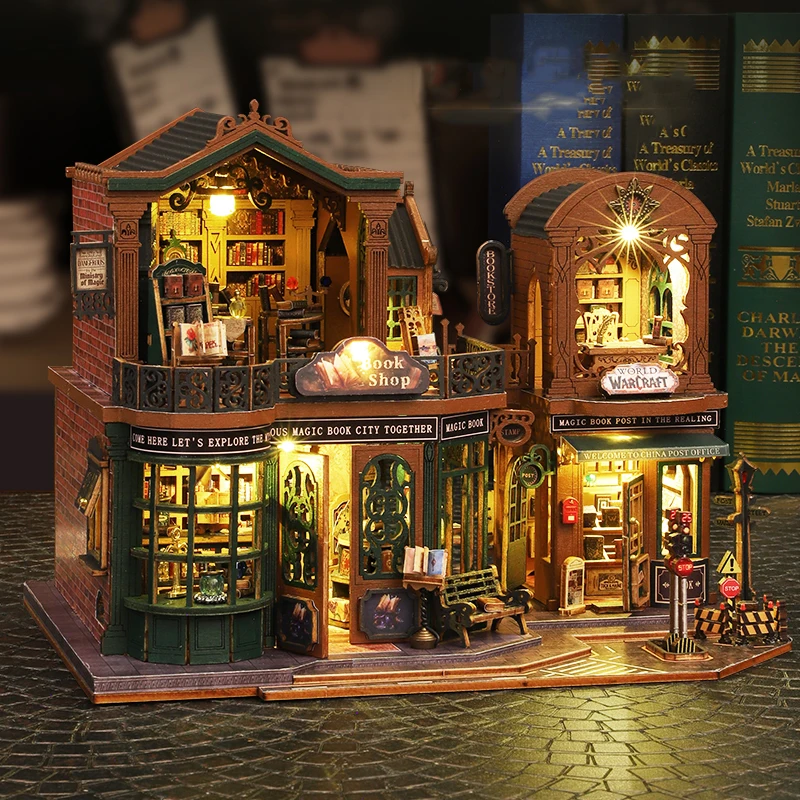 DIY Wooden Miniature Model Kit Twilight Book City Casa Doll Houses 3D Puzzle Dollhouse With Furniture for Friends Christmas Gift 4