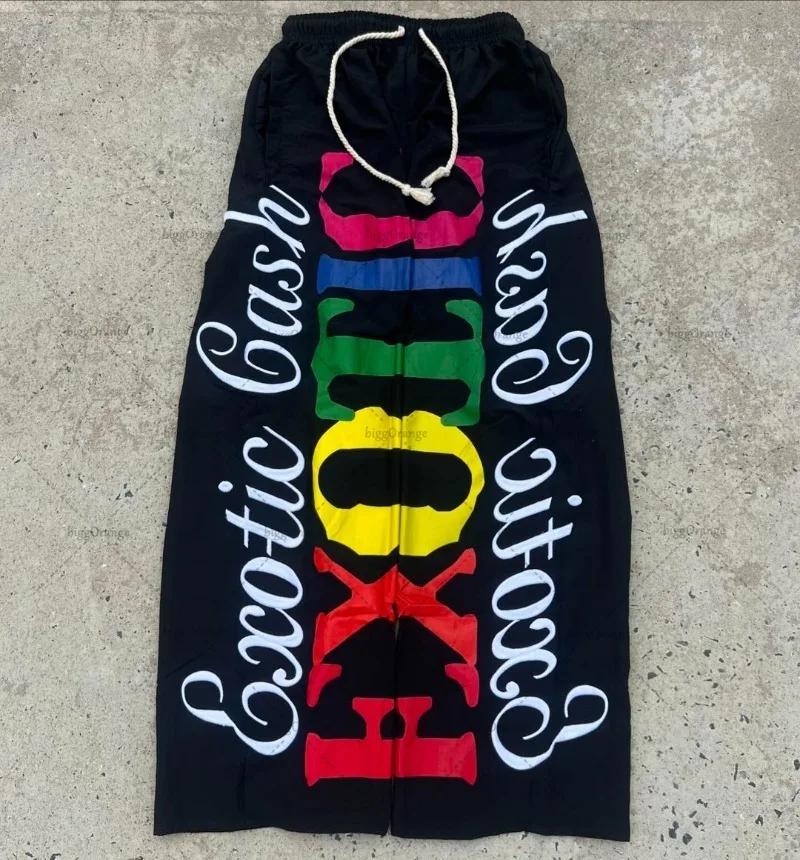 Men Joggers Punk Style Letter Print Loose Casual Pants Harajuku Retro Colorful Oversized Sweatpants