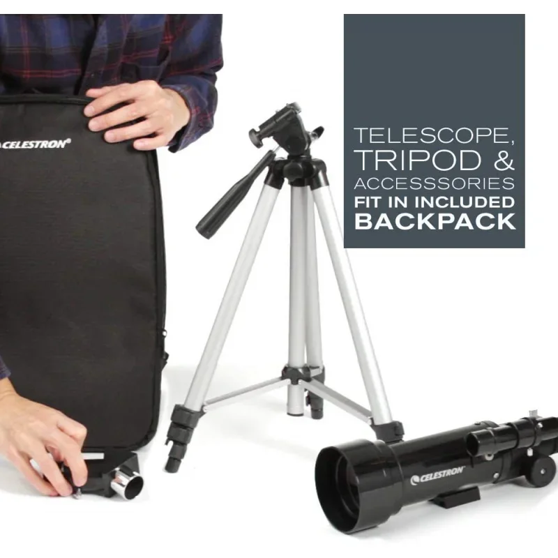 Celestron 휴대용 천체 망원경, 여행용 스코프, 70mm, 70400 AZ 굴절경, 10-165X 줌 단안, 어린이 초보자 선물
