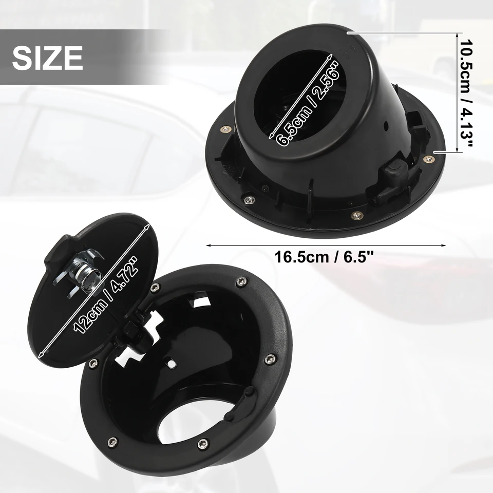 Black Aluminum Locking Fuel Filler Door Cover With Key For Jeep Wrangler JK - Direct Fit Replacement 8 thumbnail image