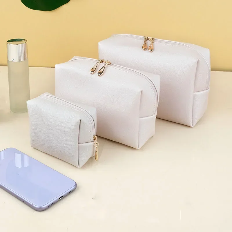 PU Leather Travel Cosmetic Bag Makeup BagTravel Wash Toiletry Organizer Purse Storage Handbag for Women Girls Make Up Pouch 2