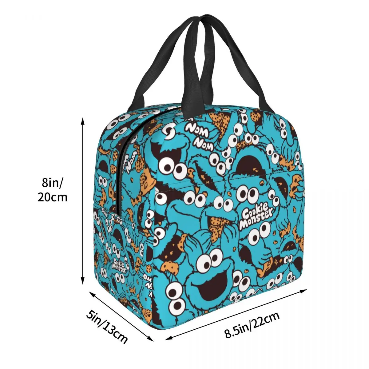 Cute-S-Cookied-S-Monstered Insulated Lunch Bag Leakproof Sesamed Streeted Reusable Thermal Bag Lunch Box Tote Beach Picnic