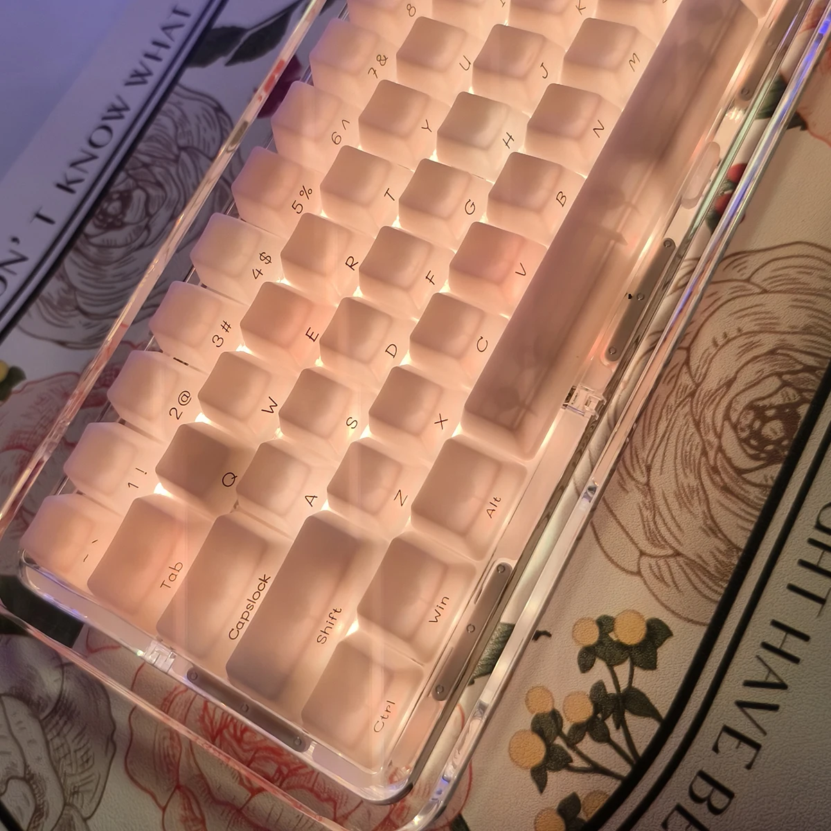 Idobao-conjunto de Teclas Abs em Mármore Branco Translúcido para Teclado Mecânico com Impressão Lateral para Oem 130 Chaves