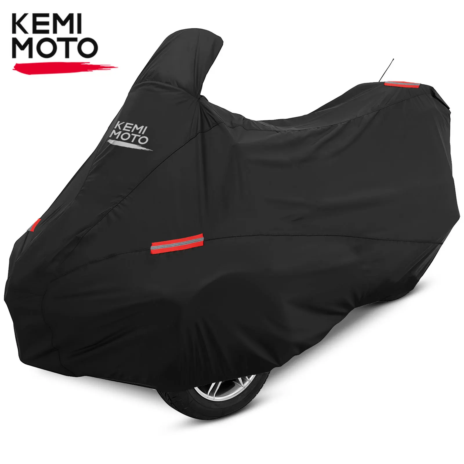 Kompatybilny z Can-Am Spyder RT 2010-2019 KEMIMOTO czarny pełny pokrowiec pyłoszczelny odporny na na każdą pogodę z paski odblaskowe