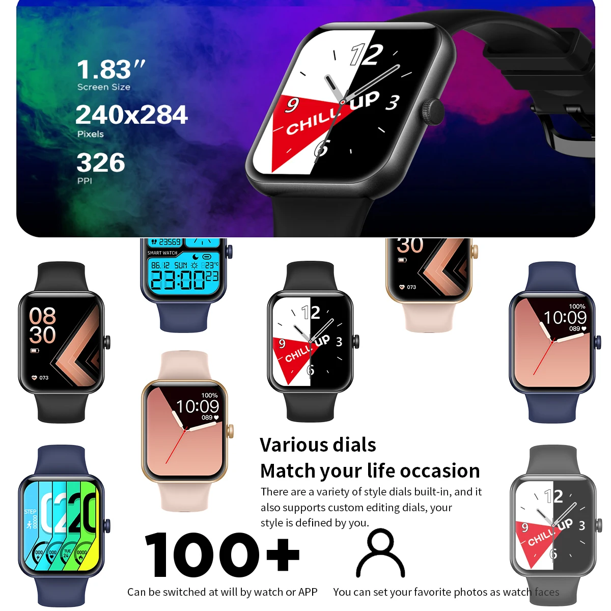 1.83 ġ Ʈ ġ ü ġ 7  ϱ  ƮϽ  IP67  Smartwatch   + 