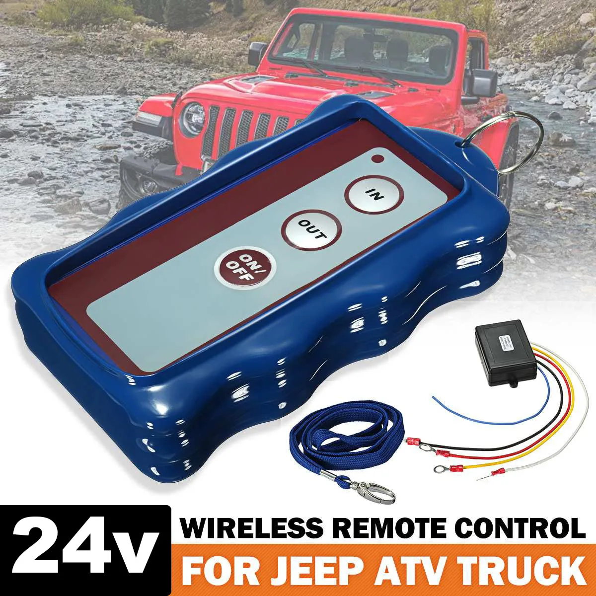 12V-24V 433MHz Winch In Out Wireless Remote Controller Switch Kit  For Truck For Jeep SUV ATV Winch Warn 50ft