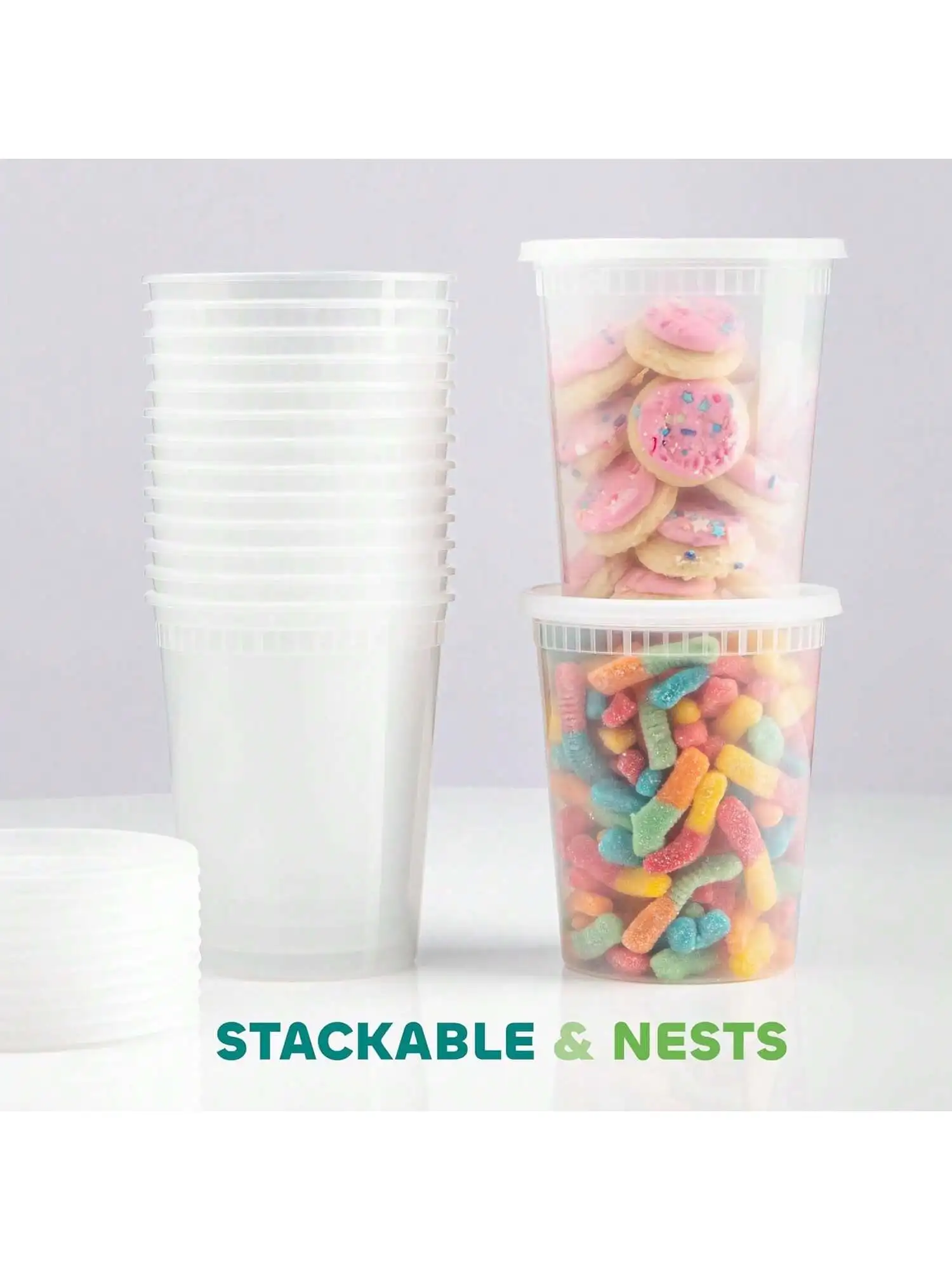 24Pack 32oz Deli Containers Lids Food Storage Containers Plastic Deli Lids Slime Soup Meal Prep Containe